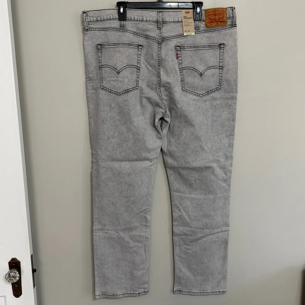 NEW Levi's 514 Mens 42x32 Straight Future Flex Stretch Gray Denim Jeans
